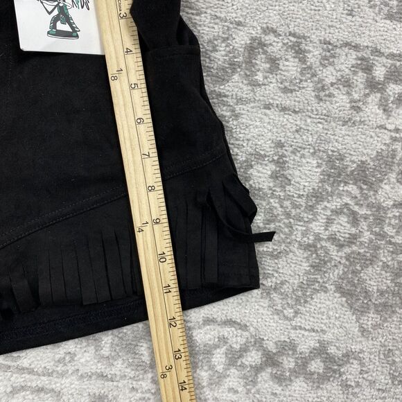 NEW Crazy Train Caboose Shorts Kids Western Print Black Fringe Shorts Size 12 - Picture 2 of 7